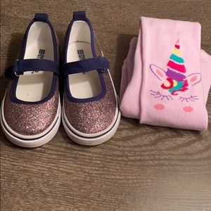 Gymboree slip on and Unicorn leggings